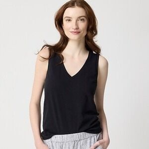 NEW J. Crew Slub Cotton V Neck Tee Black XL